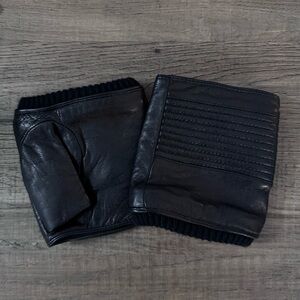 Black Leather Fingerless Gloves